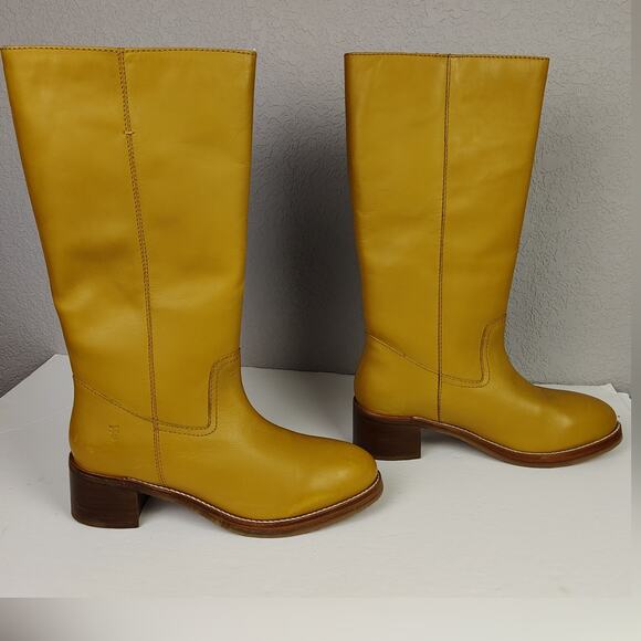 Frye Camryn Genuine Leather Tall Pull On Campus Boots in Banana Size 10 - Picture 11 of 15